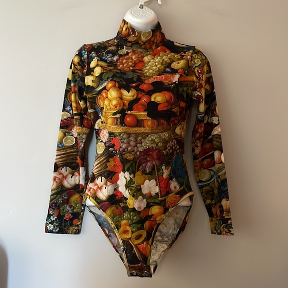 Samantha Pleet Harvest Fruit Print Mock Neck Bodysuit - Picture 6 of 14